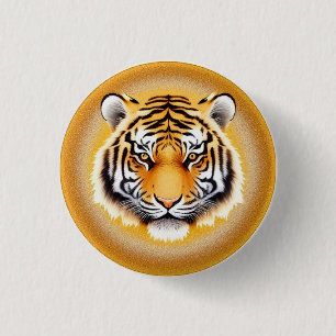 Tigert huvudet inramat med gyllene lysande aura knapp