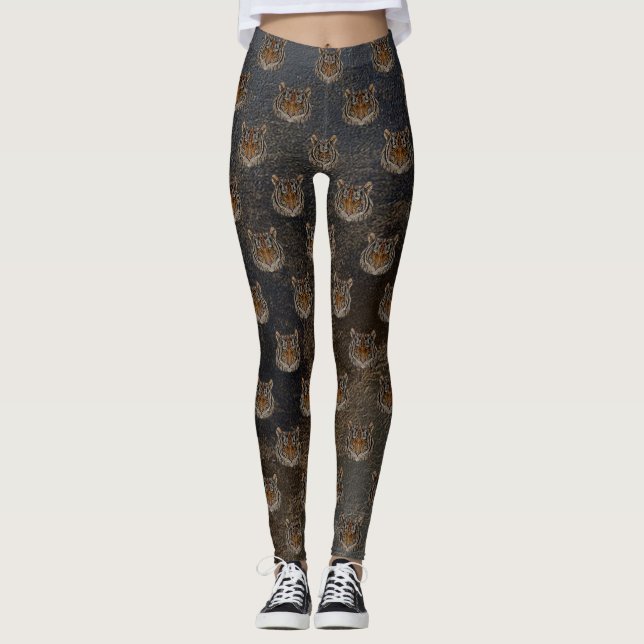 Tigert huvudet, läder look leggings (Framsida)