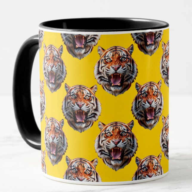 Tigert huvudmönsterdesign gul mugg (Skapare uppladdad)