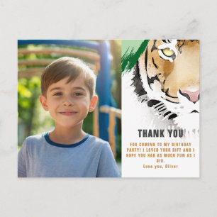 Tigertajnings Vattenfärg Födelsedags Foto Tack Vykort