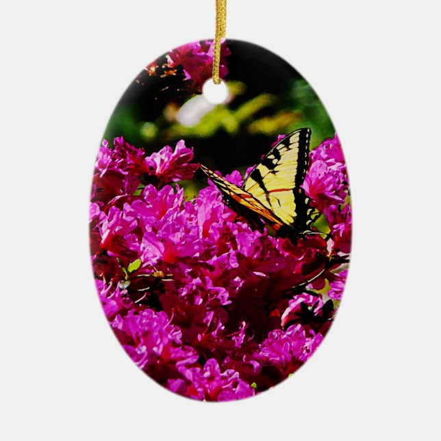 Tigertjärtssvärmare på Azalea Julgransprydnad Keramik (Framsidan)