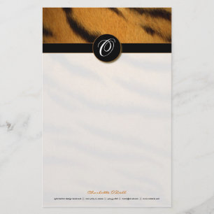 tigertryck; monogram brevpapper
