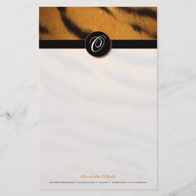 tigertryck; monogram brevpapper (Framsida)
