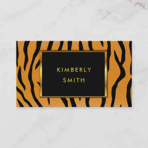 Tigertryck svart guld-minimalistisk professionell visitkort
