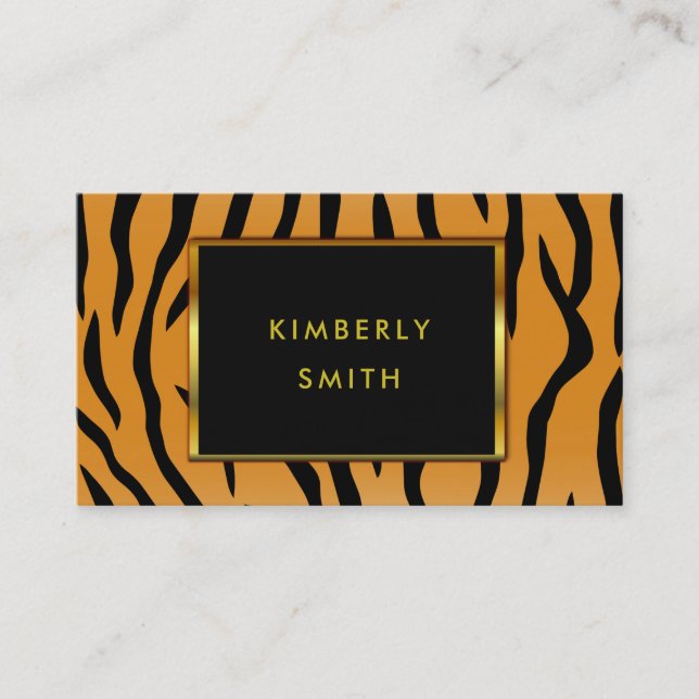 Tigertryck svart guld-minimalistisk professionell visitkort (Framsida)