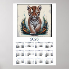 Tigerunge 2026 Kalender Poster