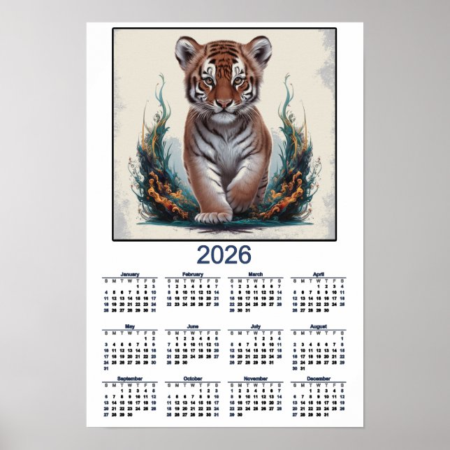 Tigerunge 2026 Kalender Poster (Framsidan)