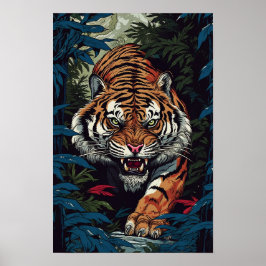 Tigervägg Poster, japansk bild av Stil Poster