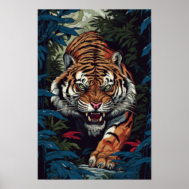 Tigervägg Poster, japansk bild av Stil Poster (Framsidan)