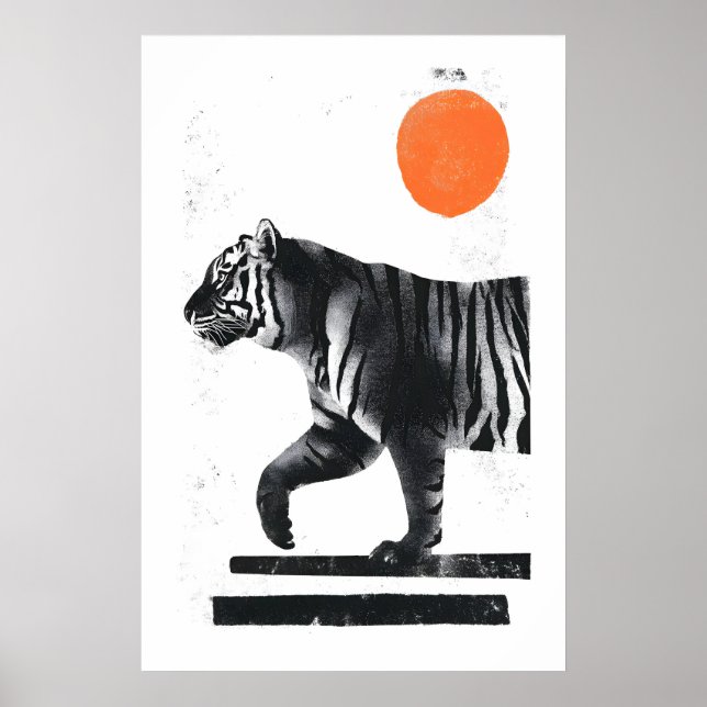 Tigerväggkonst Minimalistisk bläckstil - Modern Poster (Framsidan)