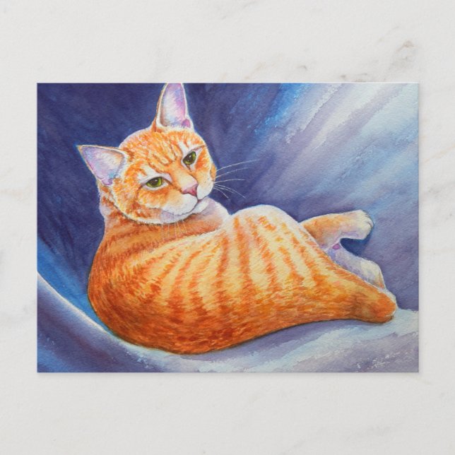 Tigg Orangen Tabby katt Vykort (Framsida)