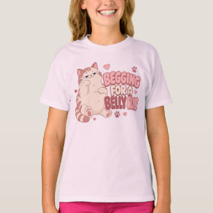Tiggande om en mage gnedd Rolig Katt Söt Katt T Shirt