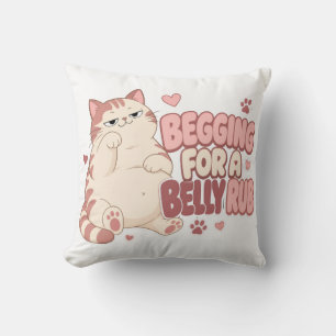 Tiggande om en mage gnedning Rolig katt Söt katt Kudde