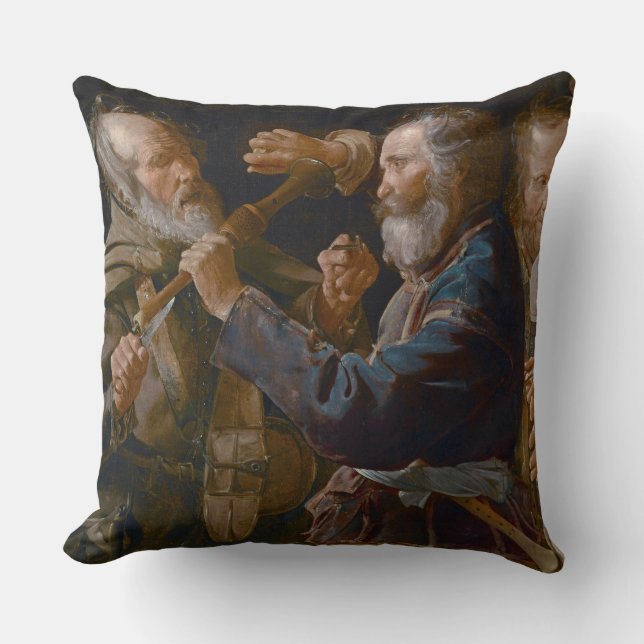 Tiggare bråk, c.1625-30 (olja på kanfas) kudde (Framsida)