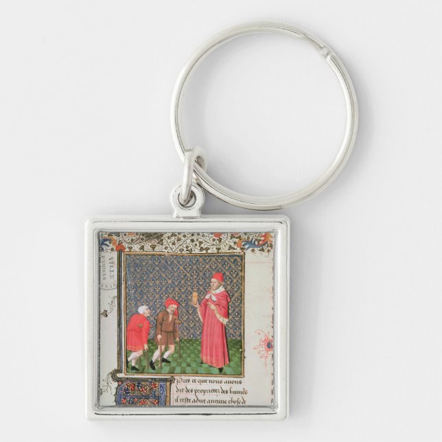 Tiggare Fyrkantig Silverfärgad Nyckelring (Framsidan)