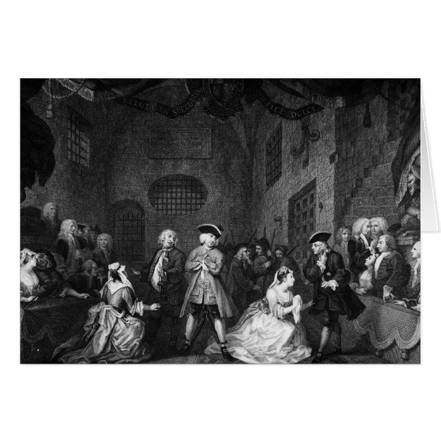 Tiggare opera, plats III, agerar XI, c.1728 Hälsningskort (Framsidan Horizontal)