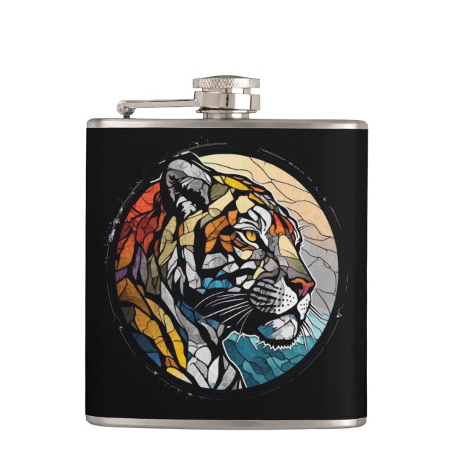 Tigger Animal Porträtt Stached Glass Wildlife Free Fickplunta (Framsidan)