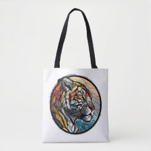 Tigger Animal Porträtt Stached Glass Wildlife Free Tygkasse