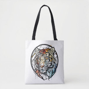 Tigger Animal Porträtt Stached Glass Wildlife Free Tygkasse
