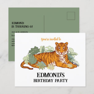 Tigger inbjudan pojke födelsedagsfest djur djungel