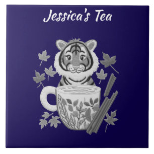 Tigger med växtbaserade tea. Anpassa Kakelplatta