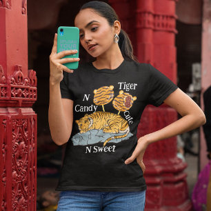 Tigger och godis i gryt- och sötdjursrök t shirt
