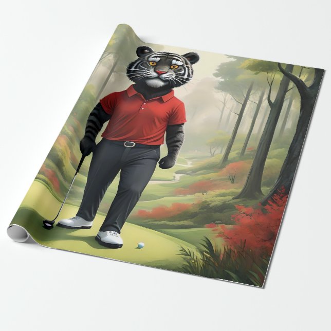 Tigger som spelar golf i skogen.. presentpapper (Utrullad)
