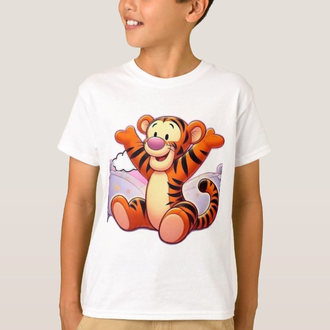 Tigger Tecknad Tiger T-Shirt (Framsida)