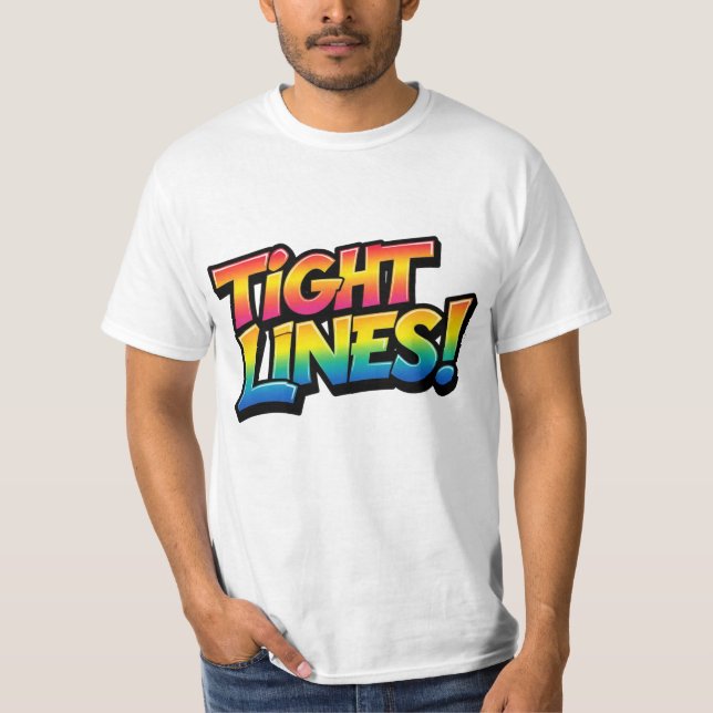Tight Lines Regnbågsgradient Roligt Fiskegåva T Shirt (Framsida)
