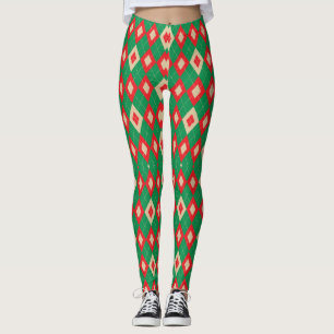 Tights med en festlig röd och grön argyle 