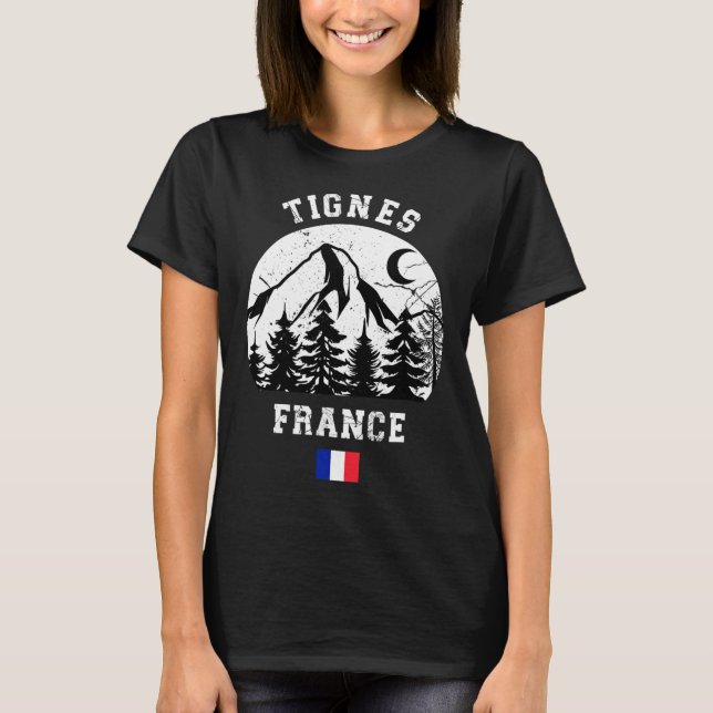 Tignes Frankrike Alpernas Ski Resort Alpine Skiing T Shirt (Framsida)