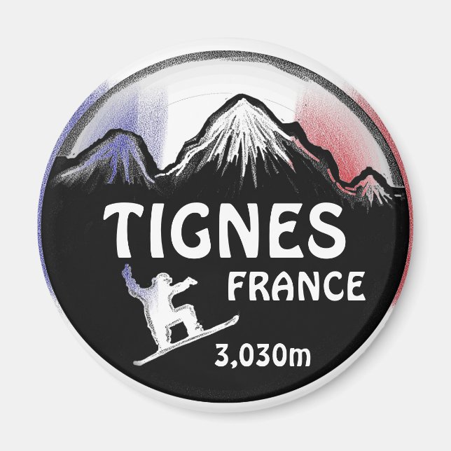 Tignes Frankrike flagga snowboard Art Design Magne Magnet (Framsidan)