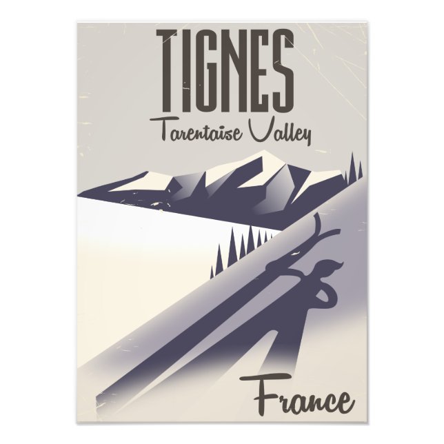 Tignes, Frankrike-skidreseaffisch Fototryck (Framsidan)
