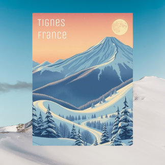 Tignes Frankrike skidsemester modern vykort