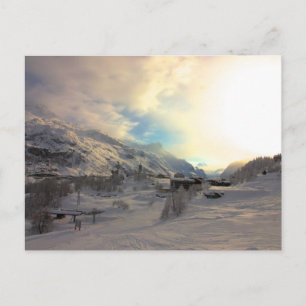 Tignes Les Bois Winter Sunrise Vykort
