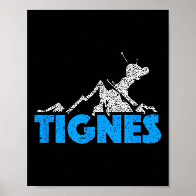 Tignes Skiing Snowboarding Frankrike Resort Distre Poster (Framsidan)