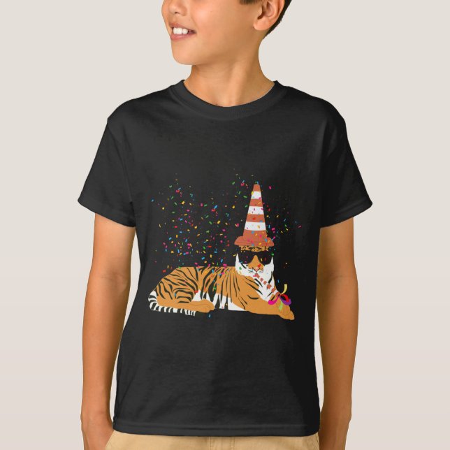 Tigrar Festande Djur som Har En Fest  T Shirt (Framsida)