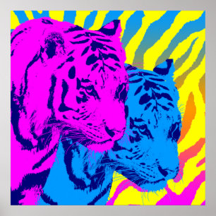 Tigrar för vintage för Corey tiger80-tal tvilling- Poster