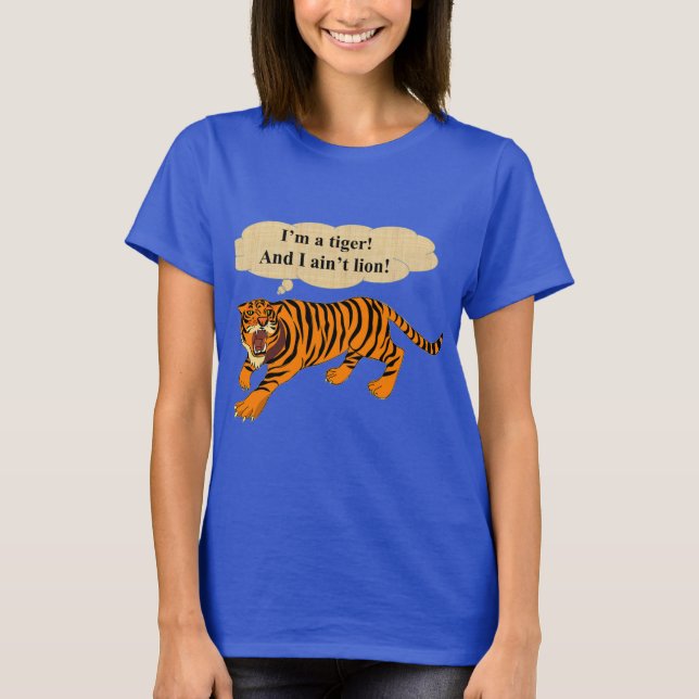 Tigrar, lejon och vitsar t shirt (Framsida)