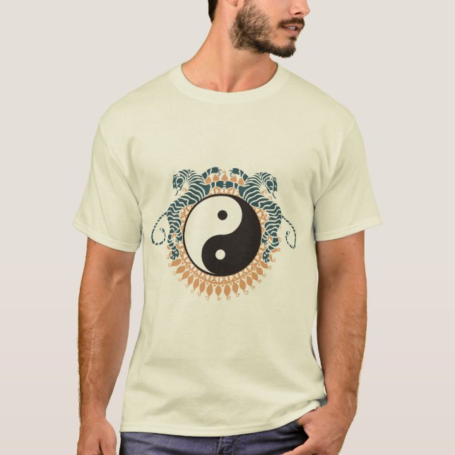 Tigrar & Yin Yang T-tröja T-shirt (Framsida)