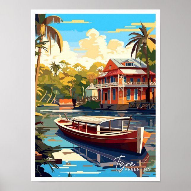 Tigre Argentina Travel Vintage Illustration Poster (Framsidan)