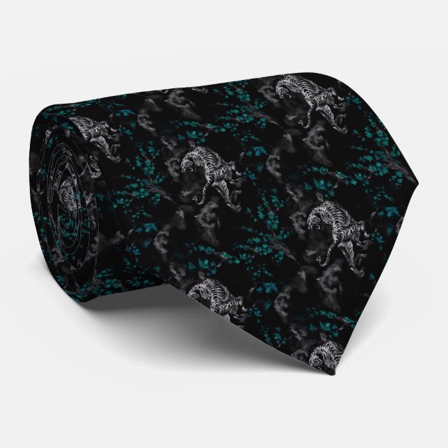 Tigre entouré de fleurs turquoise Cravate Slips (Rullad)
