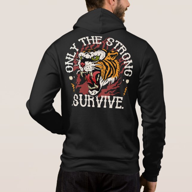tigre_only the strong survive citation tattoo old  t shirt (Baksida)