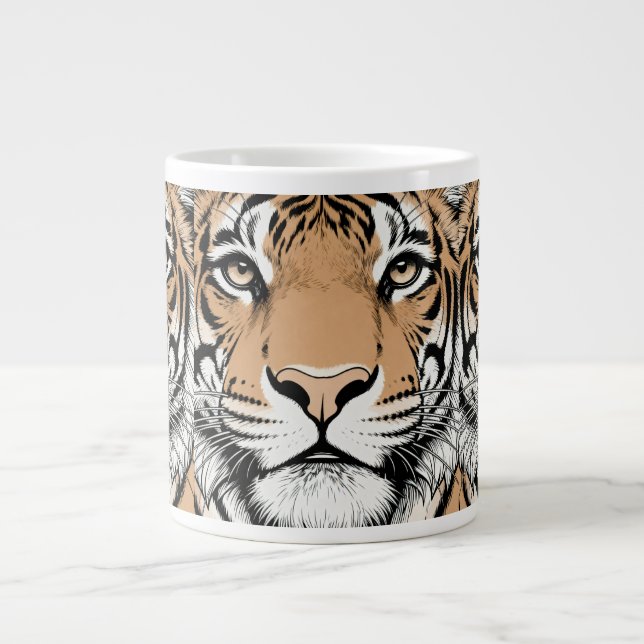 Tigrens stirrande ansikte, tiger jumbo mugg (Framsidan)