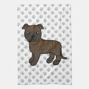 Tigrerad engelsk staffordshire bullterrier hund kökshandduk
