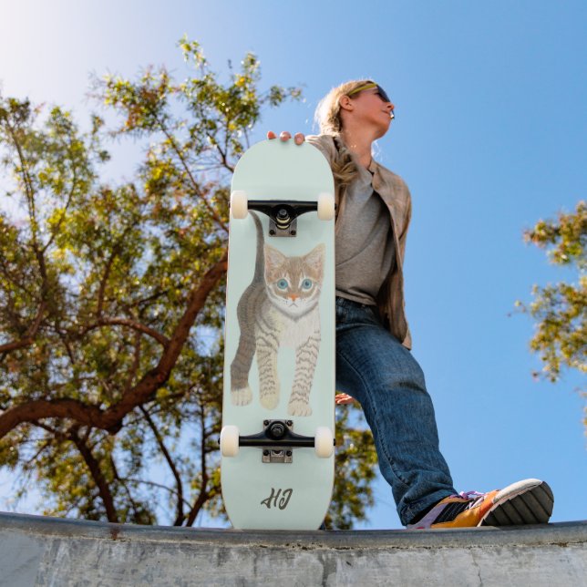 Tigrerad Kattunge Med Text Skateboard (Utomhus 1)
