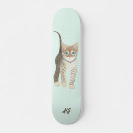 Tigrerad Kattunge Med Text Skateboard
