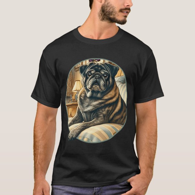 Tigrerad mops t shirt (Framsida)