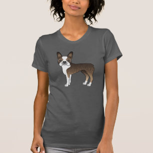 Tigrerad och vit Boston Terrier hundillustration T Shirt