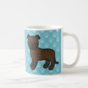 Tigrerad Staffordshire Bullterrier i tecknad stil Kaffemugg